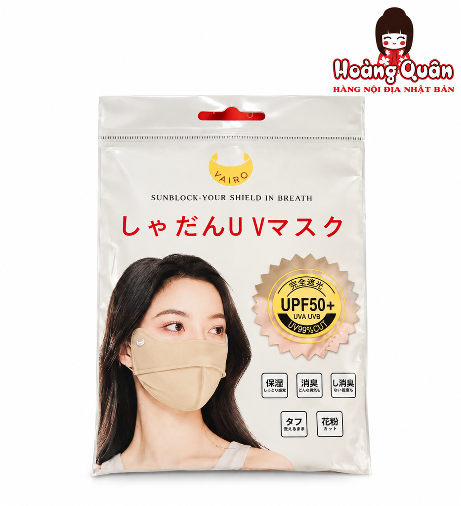 Khẩu Trang Vải Chống Nắng Vairo UV 99% CUT