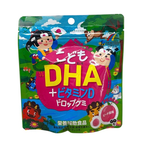 [KB207] Kẹo Dẻo DHA + Vitamin D Unimat Riken Vị Đào Cho Bé