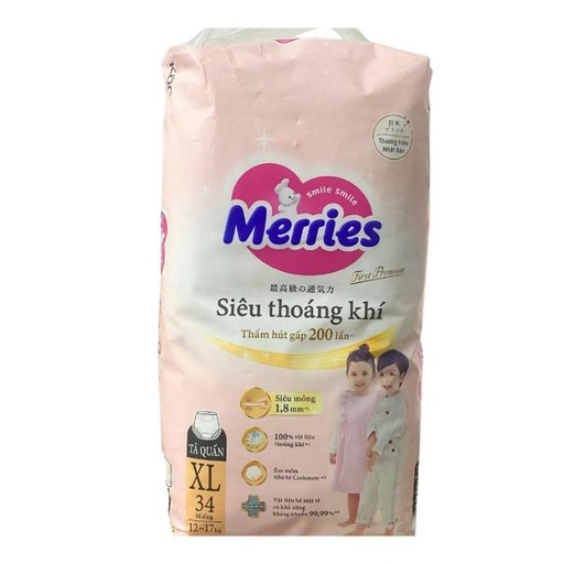 [TQ544] Tã Quần Merries Jumbo XL34 (12-17kg) NEW