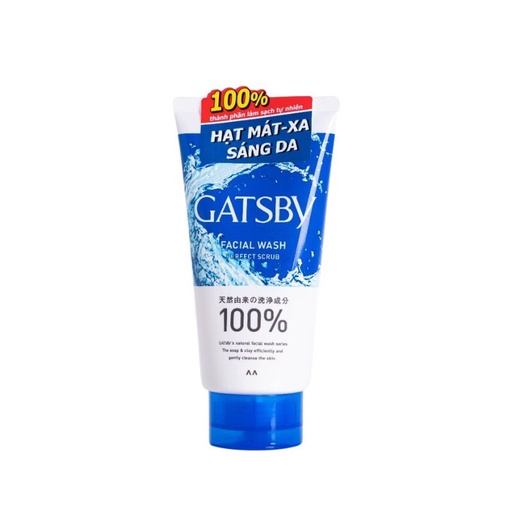 [SD642] Sữa Rửa Mặt GATSBY Facial Wash Perfect Scrub Có Hạt Mát-Xa Sáng Da & Mát Lạnh 130g