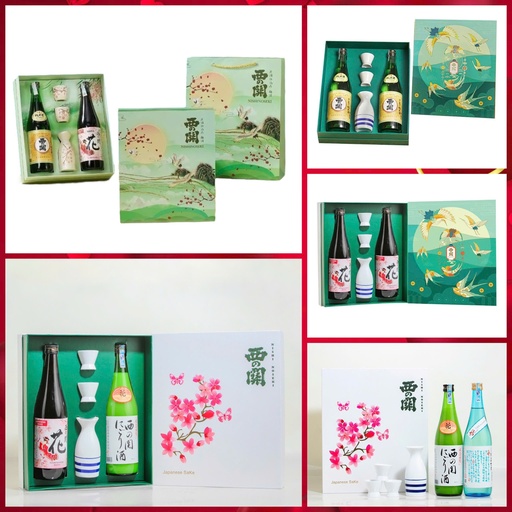 [BB4LY] Hộp Đựng 2 Rượu Sake 720ml (Bình + Ly + Túi Giấy)