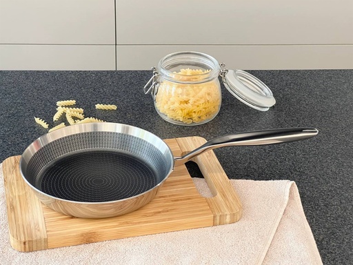 [KA567] Chảo Inox Chống Dính Đáy Liền Hoa Văn Nổi Try-Ply Kaiyo 20cm