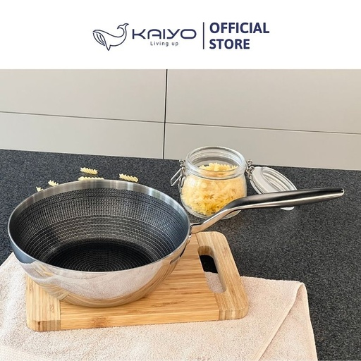 [KA598] Chảo Inox Chống Dính Sâu Lòng Hoa Văn Nổi Try-Ply Kaiyo 20cm